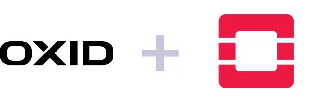 OXID mit OpenStack OXID eShop-Logo kombiniert mit OpenStack-Logo, symbolisiert Integration oder Hosting von OXID eShop in einer OpenStack-Cloud-Umgebung.