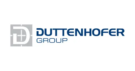 Duttenhofer Group Duttenhofer Group Logo mit grauem stilisiertem ‚D‘-Symbol links und blauem Schriftzug ‚Duttenhofer Group‘ rechts – Symbol für die Handels- und Dienstleistungsgruppe im Bereich Technik und Elektronik.