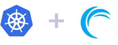 Kubernetes Logo kombiniert mit Akamai Logo, symbolisiert eine Integration oder Partnerschaft zwischen Kubernetes und  akamai