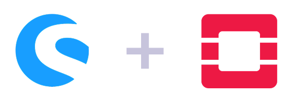 Shopware mit OpenStack Shopware-Logo kombiniert mit OpenStack-Logo, symbolisiert Integration oder Hosting von Shopware in einer OpenStack-Cloud-Umgebung.