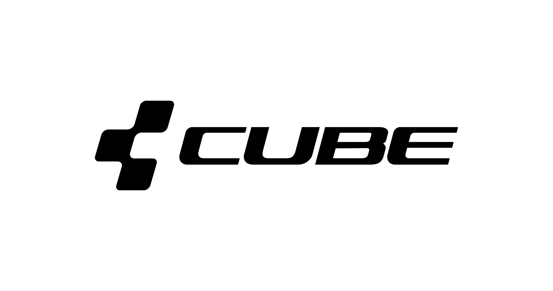 CUBE Schwarzes CUBE Logo mit stilisiertem Schriftzug