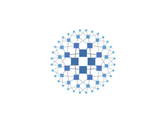HAProxy Logo in Blau, stilisierte Netzwerkstruktur in Kreisform, Symbol für Load Balancing und Reverse Proxy